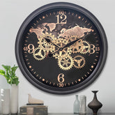 CLXEAST Mid Century Minimalist Modern Wall Clocks,24 Inch Wall Clock with Moving Gears, Large Cream Gold Wall Clocks for Living Room Decor,House Warming Gifts New Home