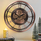 CLXEAST 28 Inch Oversized Large Moving Gear Wall Clock for Living Room Decor, Modern Farmhouse Decorative Wall Clocks Battery Operated,Rose Gold,House Warming Gifts New Home