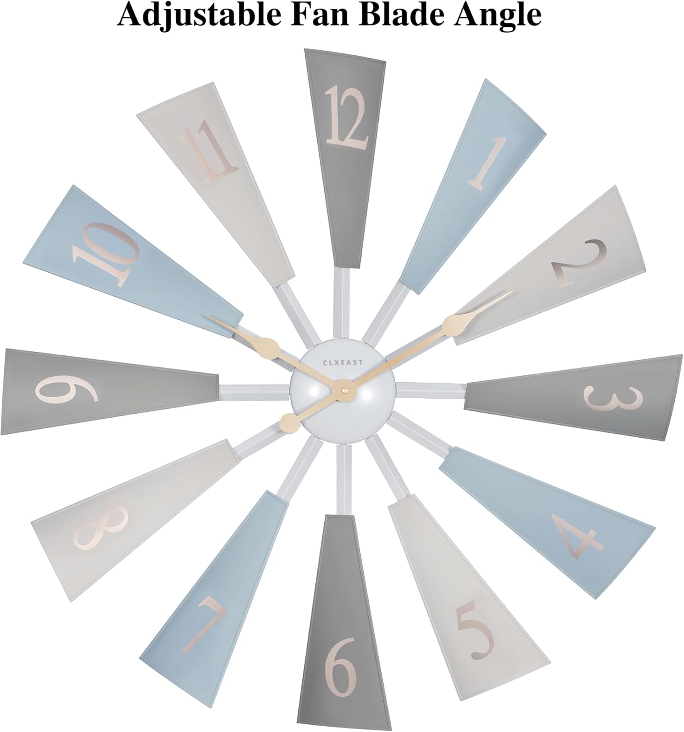CLXEAST 30 Inch Large Farmhouse DIY Windmill Decor Wall Clock, Adjustable Size 24"/26"/28"/30"/32", 24 Inch Wall Clock for Living Room Decor,Wall Art Decor, Galvanized Plastic