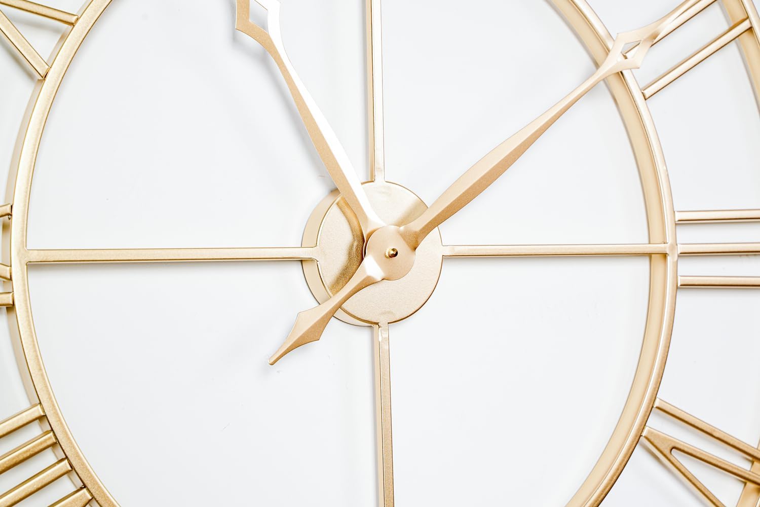 CLXEAST 30 Inch Wall Clock,Large Champagne Gold Metal Roman Numeral Wall Clock, Modern Wall Clocks for Living Room Decor