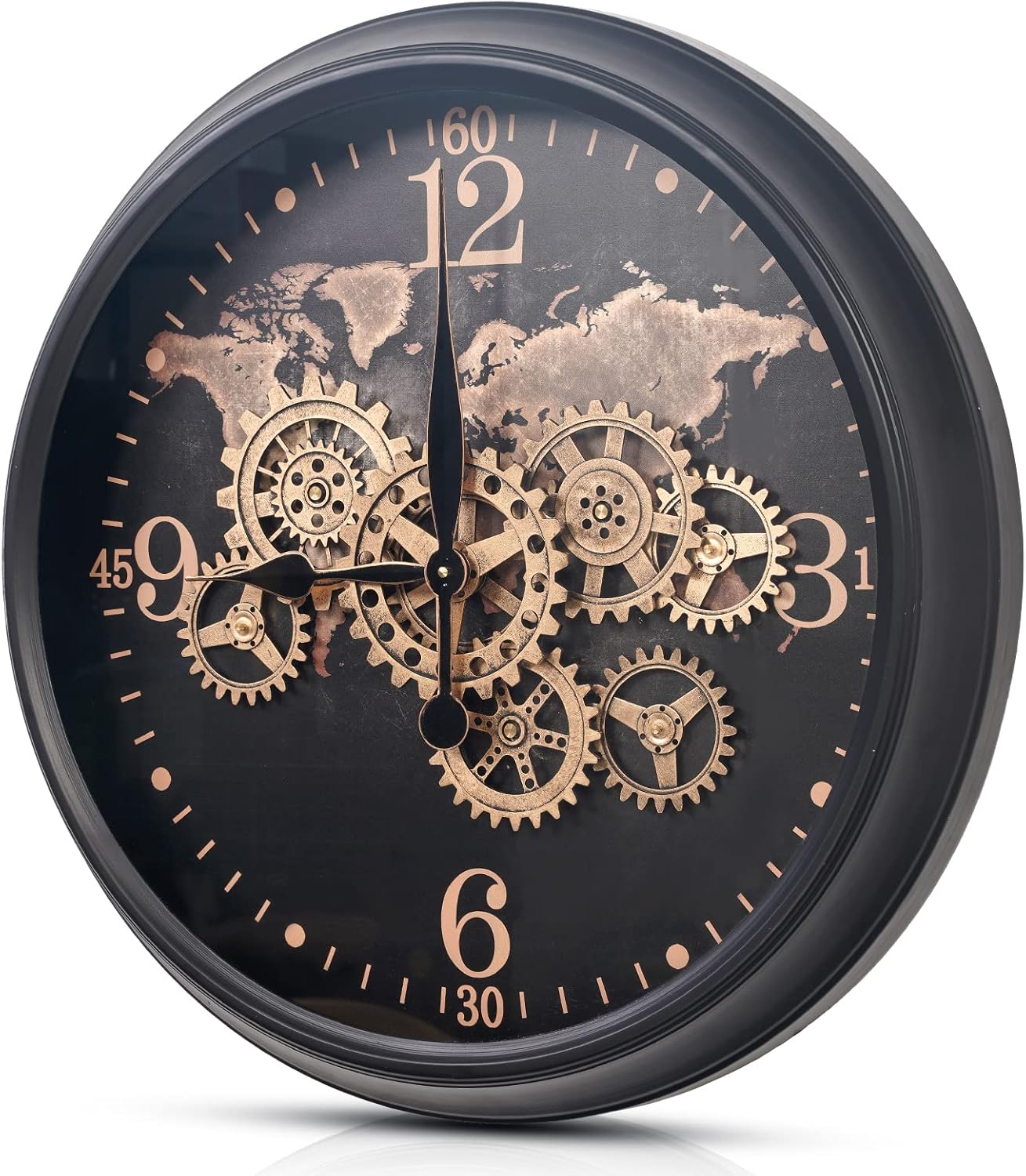 CLXEAST Mid Century Minimalist Modern Wall Clocks,24 Inch Wall Clock with Moving Gears, Large Cream Gold Wall Clocks for Living Room Decor,House Warming Gifts New Home