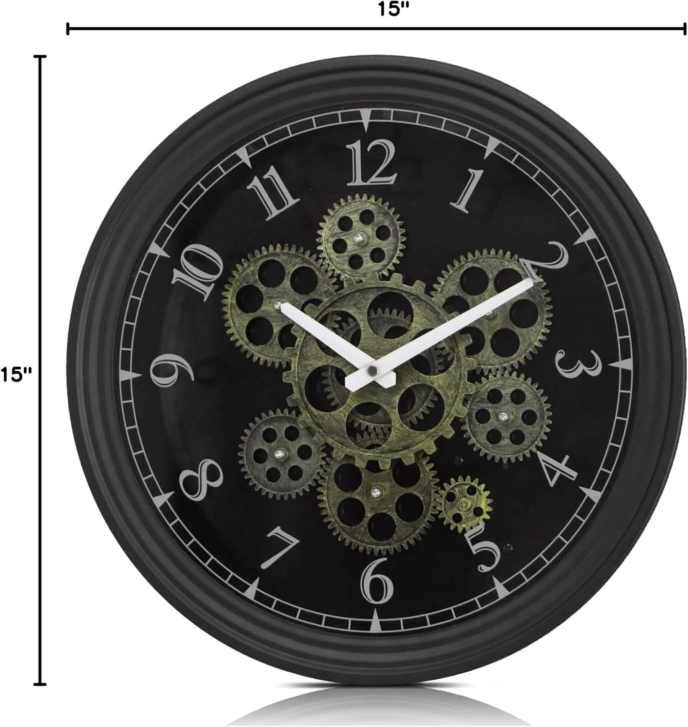 CLXEAST Mid Century Minimalist Modern Wall Clocks,24 Inch Wall Clock with Moving Gears, Large Cream Gold Wall Clocks for Living Room Decor,House Warming Gifts New Home