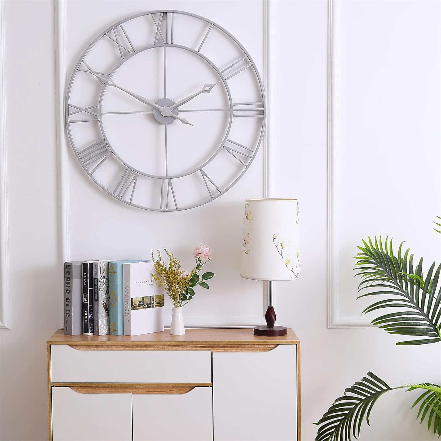 CLXEAST 30 Inch Wall Clock,Large Champagne Gold Metal Roman Numeral Wall Clock, Modern Wall Clocks for Living Room Decor