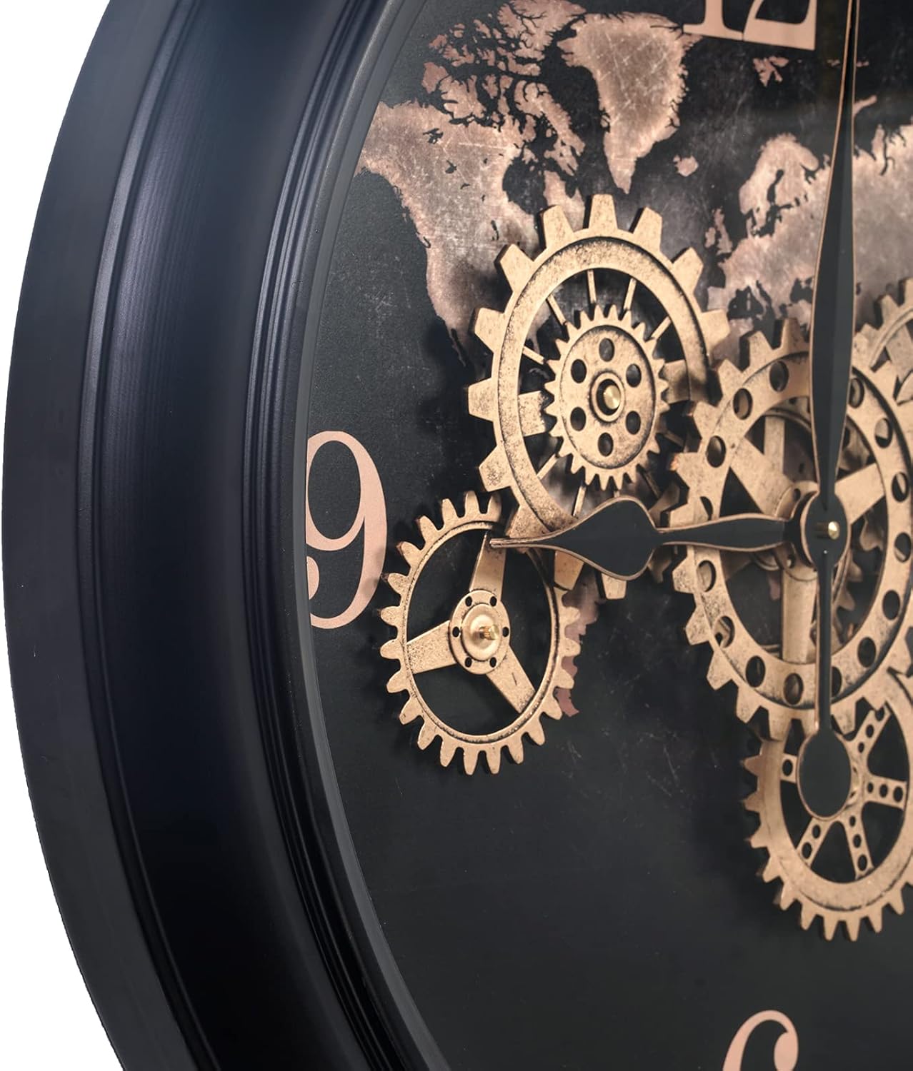 CLXEAST Mid Century Minimalist Modern Wall Clocks,24 Inch Wall Clock with Moving Gears, Large Cream Gold Wall Clocks for Living Room Decor,House Warming Gifts New Home
