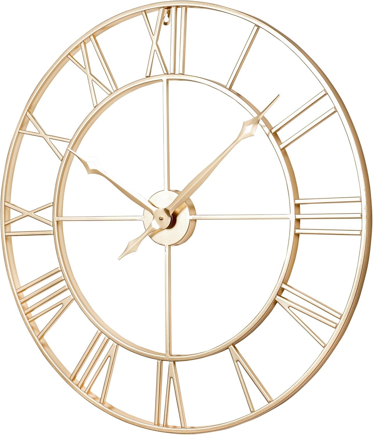 CLXEAST 30 Inch Wall Clock,Large Champagne Gold Metal Roman Numeral Wall Clock, Modern Wall Clocks for Living Room Decor