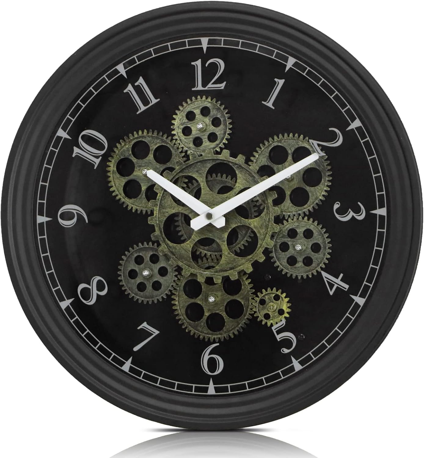 CLXEAST Mid Century Minimalist Modern Wall Clocks,24 Inch Wall Clock with Moving Gears, Large Cream Gold Wall Clocks for Living Room Decor,House Warming Gifts New Home