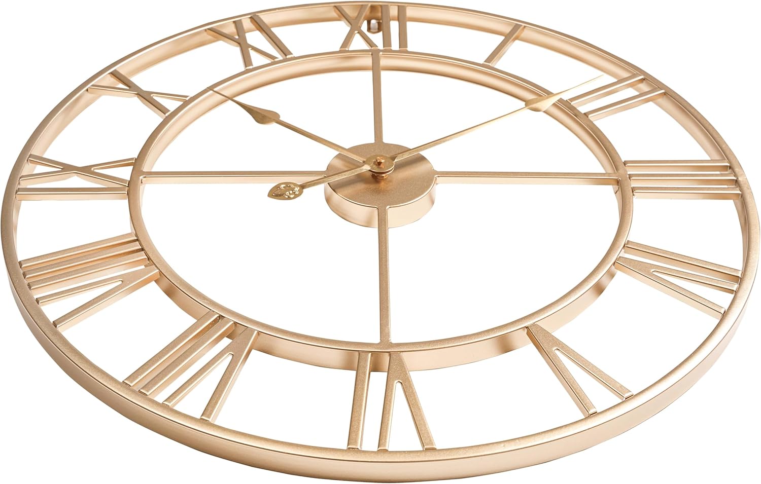 CLXEAST 30 Inch Wall Clock,Large Champagne Gold Metal Roman Numeral Wall Clock, Modern Wall Clocks for Living Room Decor