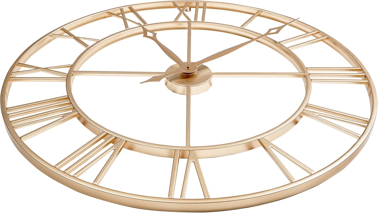 CLXEAST 30 Inch Wall Clock,Large Champagne Gold Metal Roman Numeral Wall Clock, Modern Wall Clocks for Living Room Decor