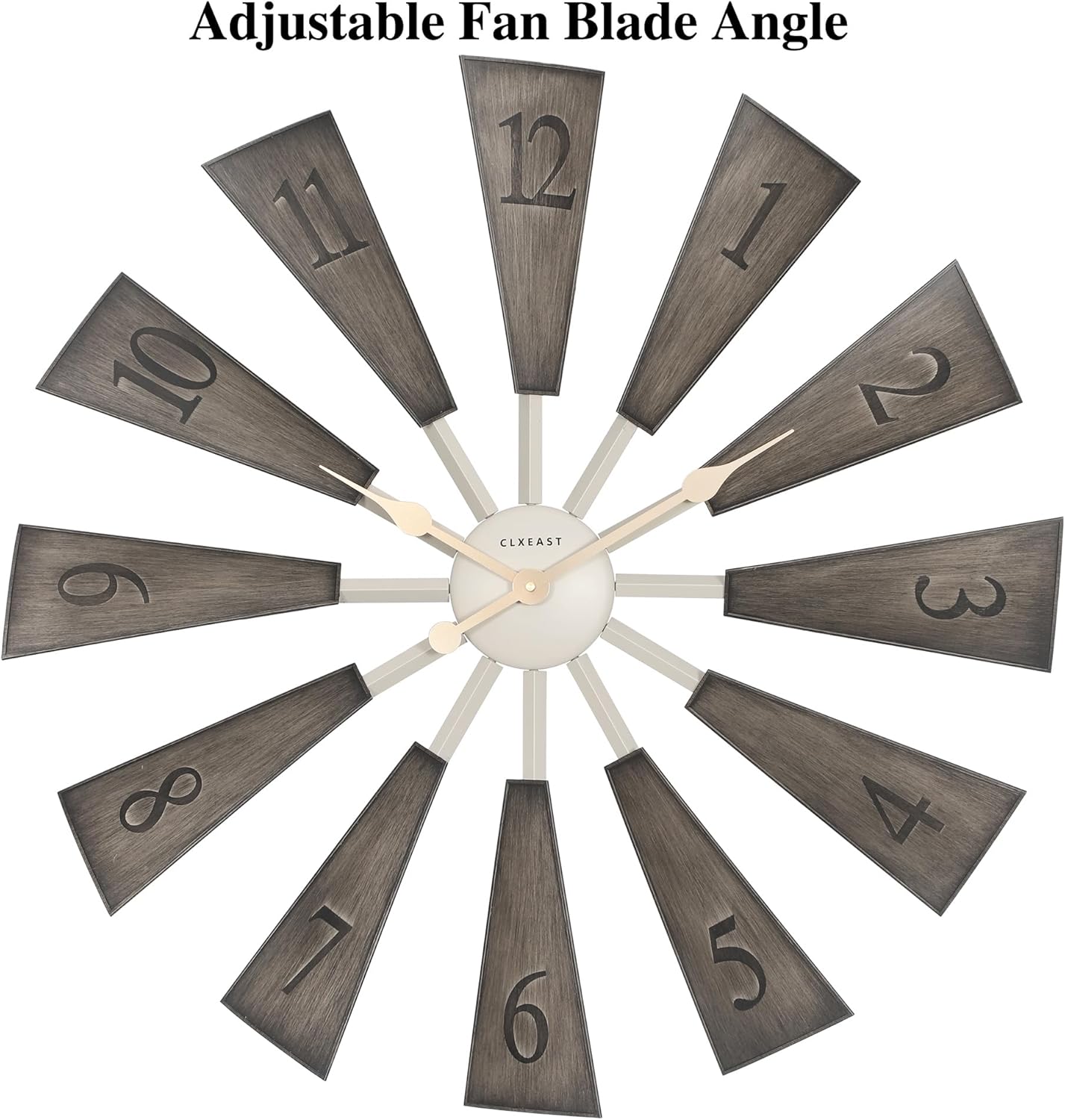 CLXEAST 30 Inch Large Farmhouse DIY Windmill Decor Wall Clock, Adjustable Size 24"/26"/28"/30"/32", 24 Inch Wall Clock for Living Room Decor,Wall Art Decor, Galvanized Plastic