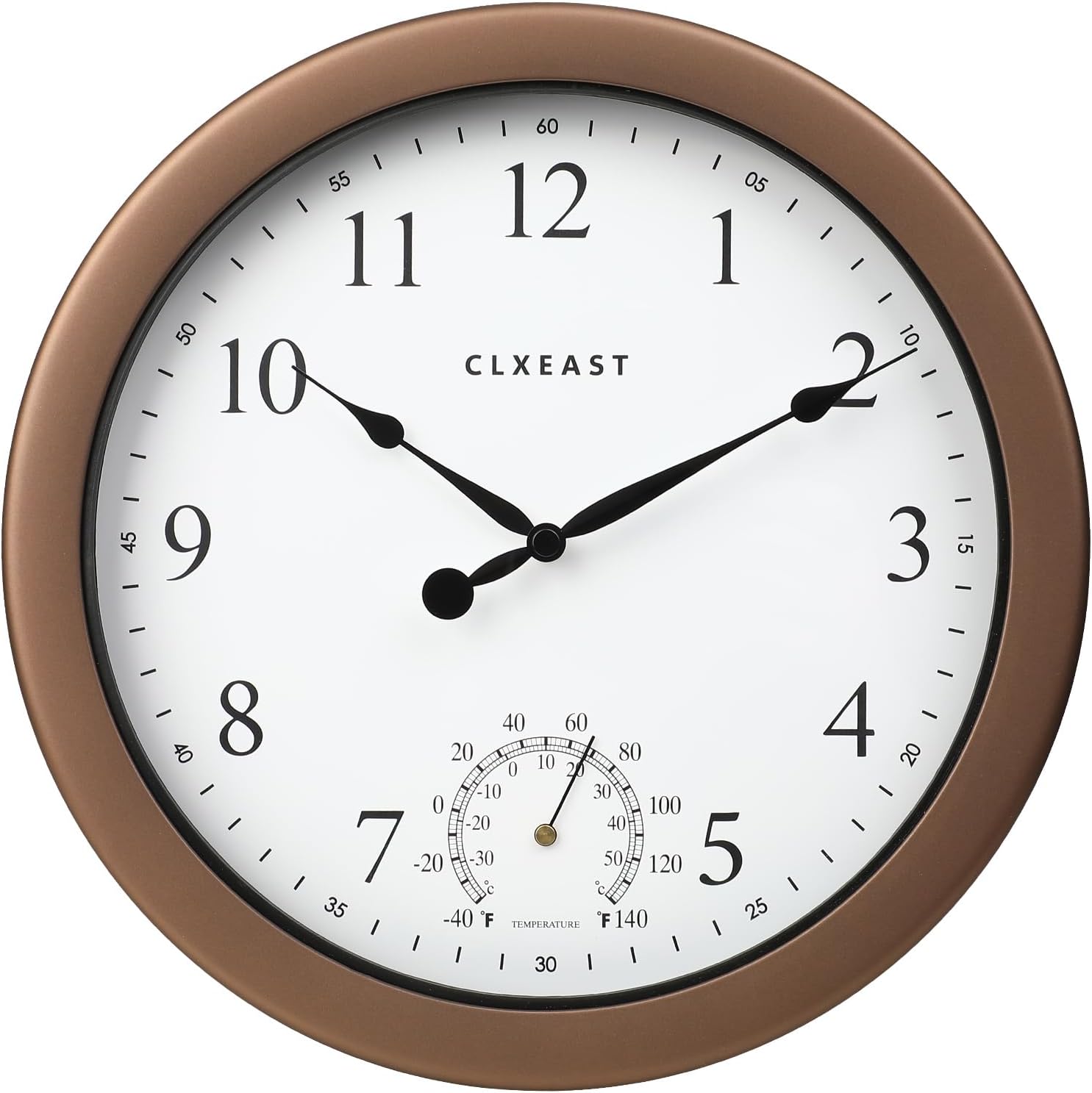 CLXEAST 10.4 Inch Indoor Outdoor Clocks Waterproof,Outdoor Clock with Temperature for Bathroom,Patio, Pool,Kitchen,Gifts for Women, Oil Rubbed Bronze Black Finish