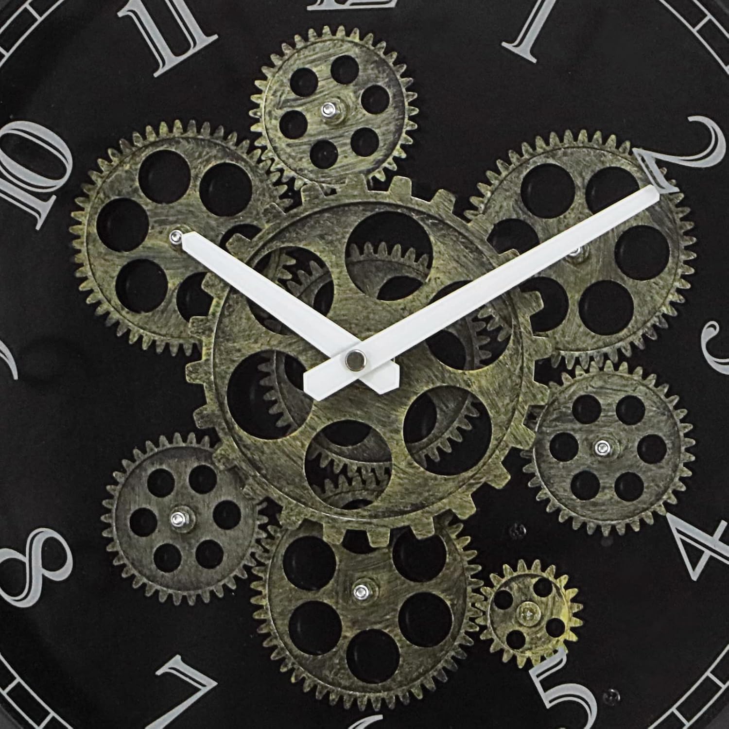 CLXEAST Mid Century Minimalist Modern Wall Clocks,24 Inch Wall Clock with Moving Gears, Large Cream Gold Wall Clocks for Living Room Decor,House Warming Gifts New Home
