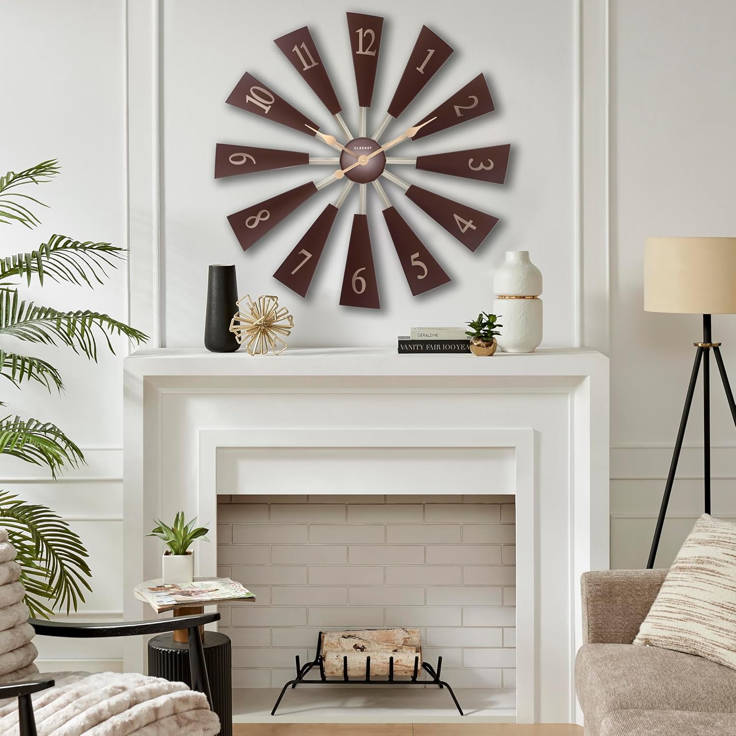 CLXEAST 30 Inch Large Farmhouse DIY Windmill Decor Wall Clock, Adjustable Size 24"/26"/28"/30"/32", 24 Inch Wall Clock for Living Room Decor,Wall Art Decor, Galvanized Plastic