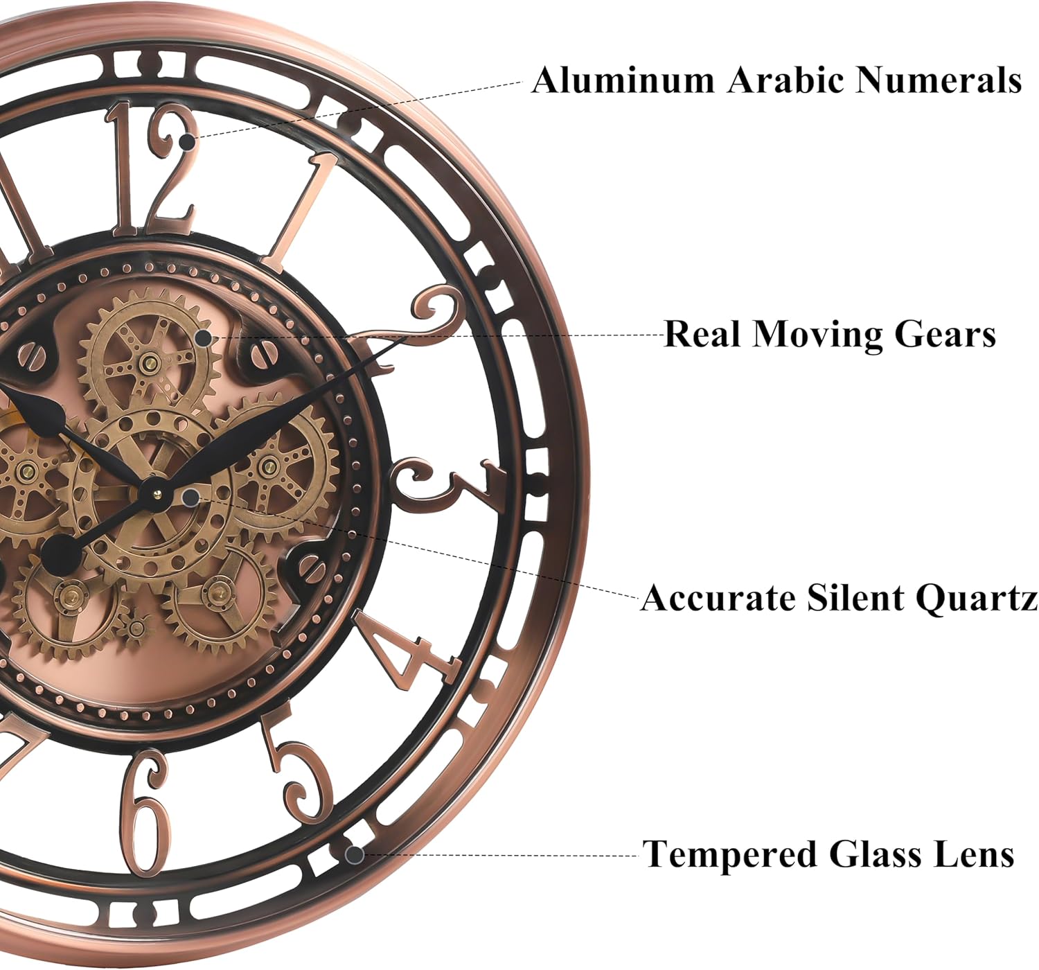 CLXEAST 28 Inch Oversized Large Moving Gear Wall Clock for Living Room Decor, Modern Farmhouse Decorative Wall Clocks Battery Operated,Rose Gold,House Warming Gifts New Home