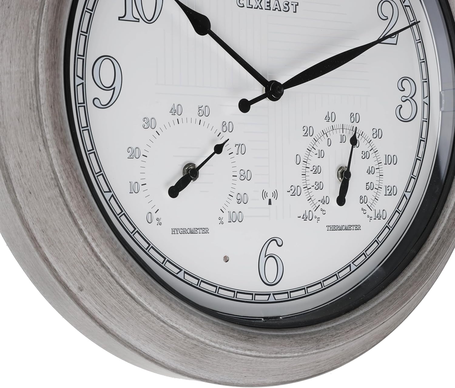 CLXEAST 18 Inch Illuminated Outdoor Indoor Atomic Analog Wall Clock with Temperature & Humidity, Lighted Outdoor Clocks for Patio Large Waterproof with Thermometer,Bronze Finish,House Warming Gifts