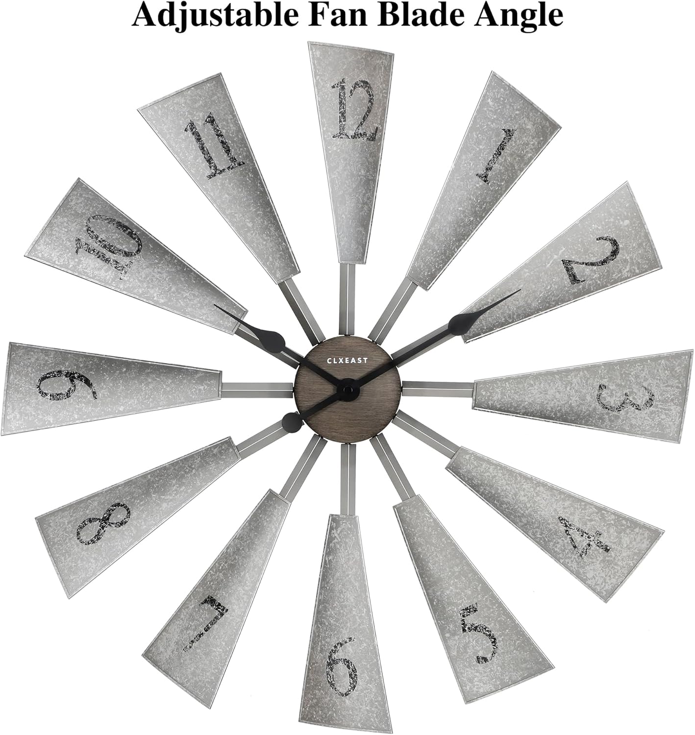 CLXEAST 30 Inch Large Farmhouse DIY Windmill Decor Wall Clock, Adjustable Size 24"/26"/28"/30"/32", 24 Inch Wall Clock for Living Room Decor,Wall Art Decor, Galvanized Plastic