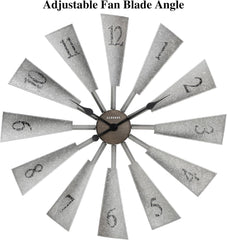 CLXEAST 30 Inch Large Farmhouse DIY Windmill Decor Wall Clock, Adjustable Size 24"/26"/28"/30"/32", 24 Inch Wall Clock for Living Room Decor,Wall Art Decor, Galvanized Plastic
