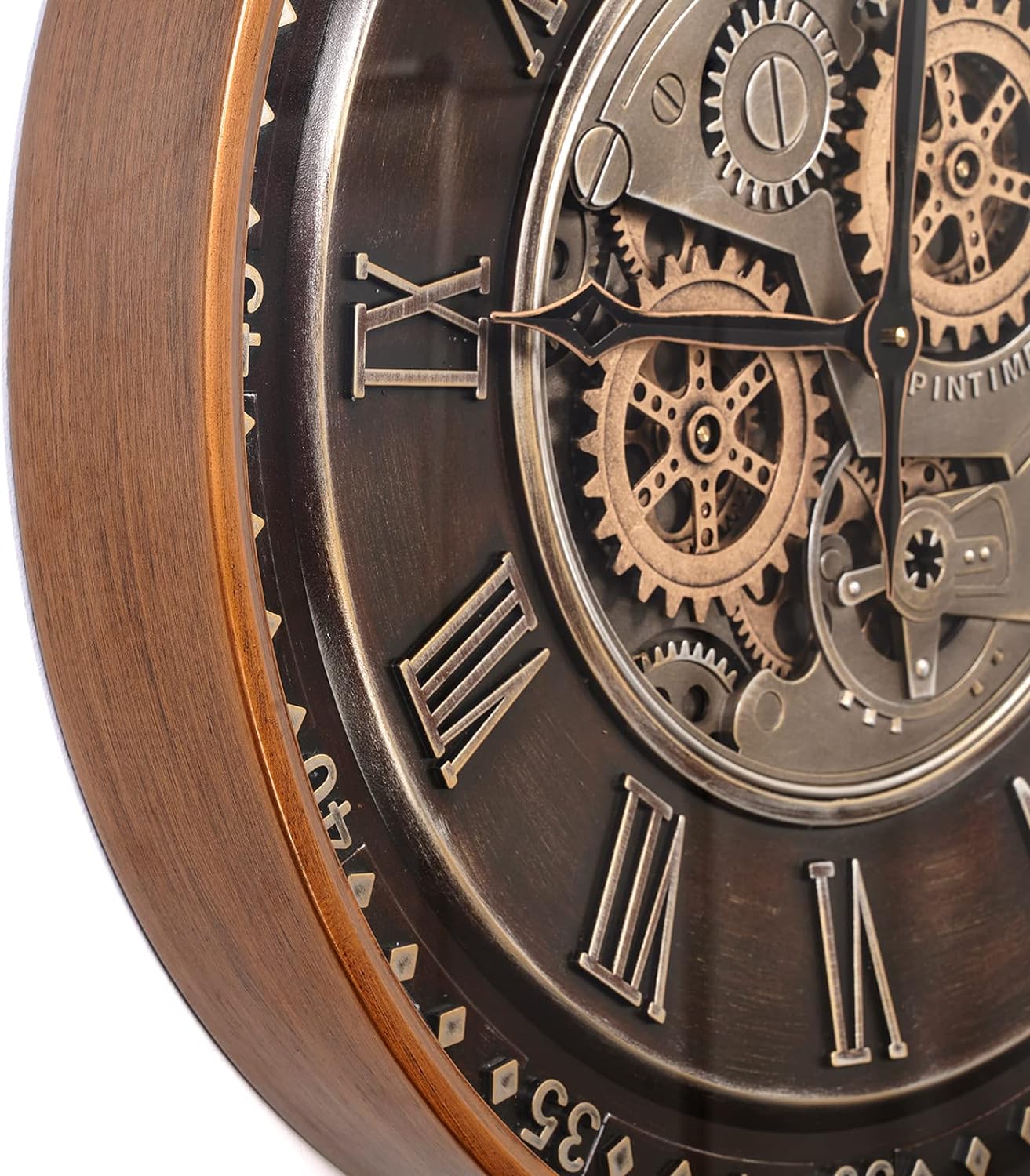 CLXEAST Mid Century Minimalist Modern Wall Clocks,24 Inch Wall Clock with Moving Gears, Large Cream Gold Wall Clocks for Living Room Decor,House Warming Gifts New Home