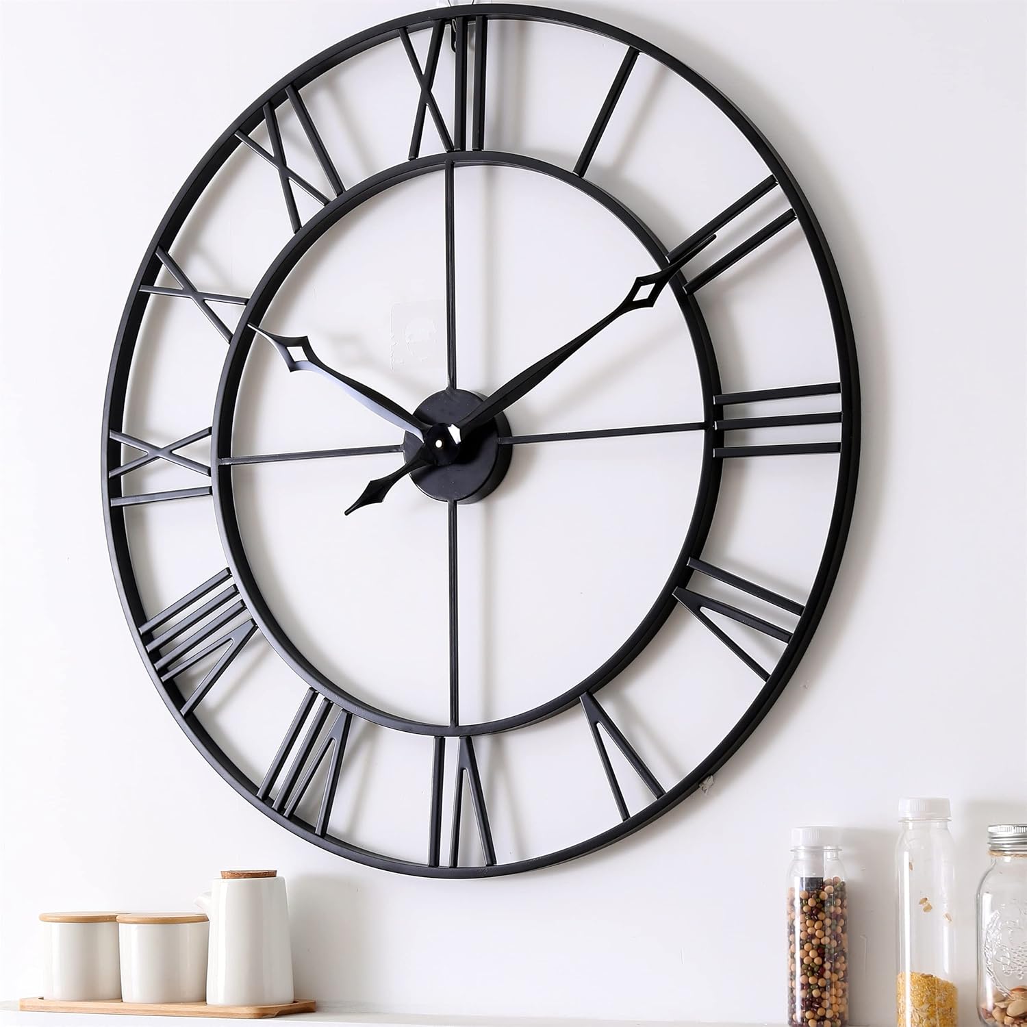 CLXEAST 30 Inch Wall Clock,Large Champagne Gold Metal Roman Numeral Wall Clock, Modern Wall Clocks for Living Room Decor