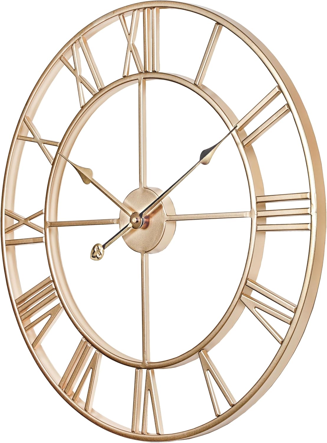 CLXEAST 30 Inch Wall Clock,Large Champagne Gold Metal Roman Numeral Wall Clock, Modern Wall Clocks for Living Room Decor