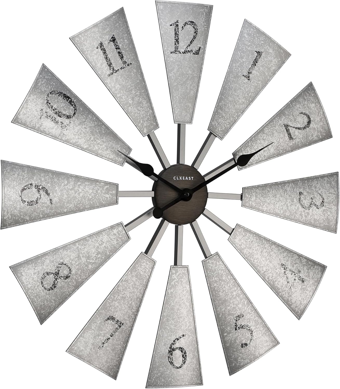 CLXEAST 30 Inch Large Farmhouse DIY Windmill Decor Wall Clock, Adjustable Size 24"/26"/28"/30"/32", 24 Inch Wall Clock for Living Room Decor,Wall Art Decor, Galvanized Plastic
