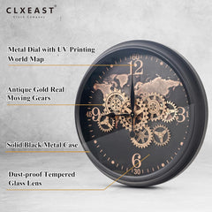 CLXEAST Mid Century Minimalist Modern Wall Clocks,24 Inch Wall Clock with Moving Gears, Large Cream Gold Wall Clocks for Living Room Decor,House Warming Gifts New Home