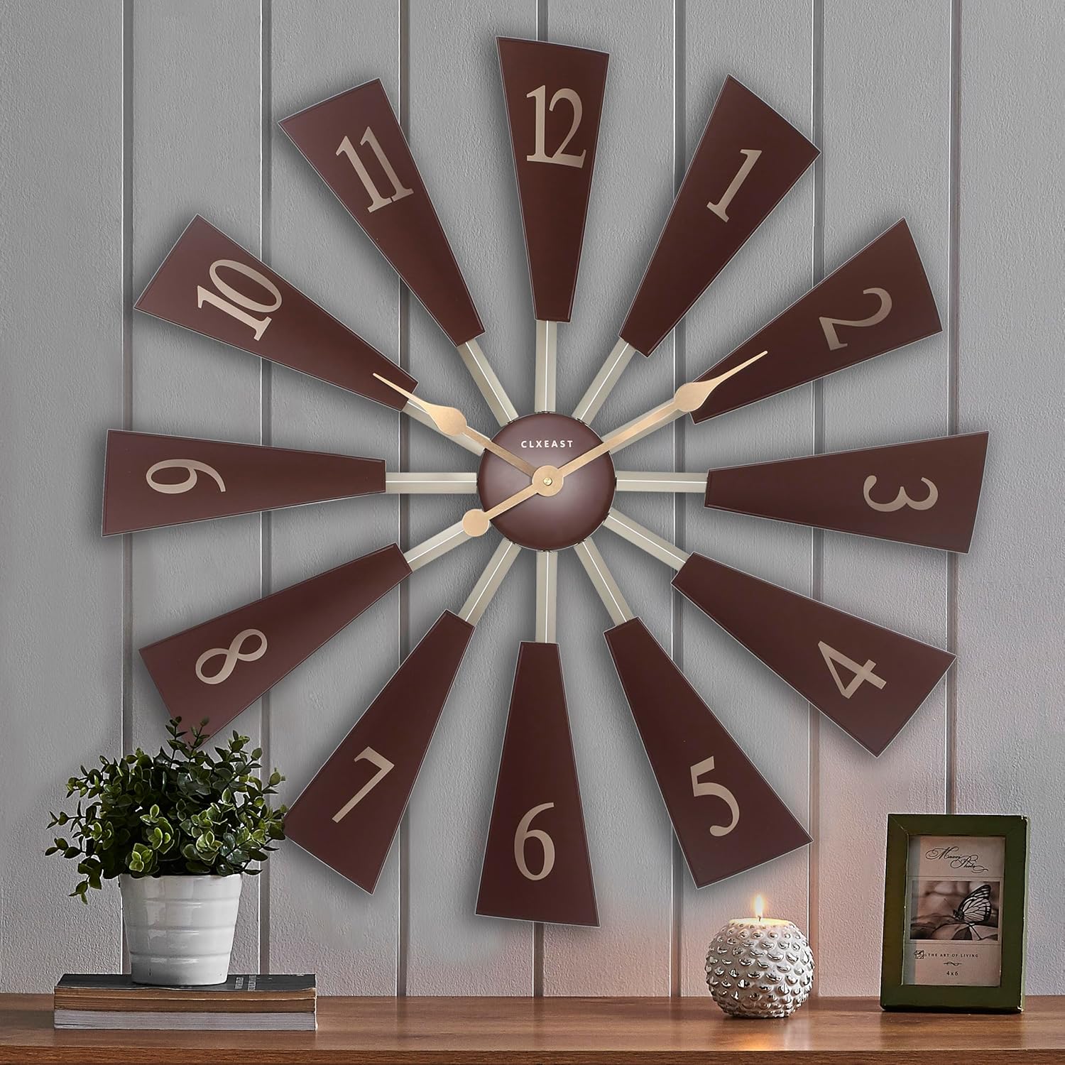 CLXEAST 30 Inch Large Farmhouse DIY Windmill Decor Wall Clock, Adjustable Size 24"/26"/28"/30"/32", 24 Inch Wall Clock for Living Room Decor,Wall Art Decor, Galvanized Plastic